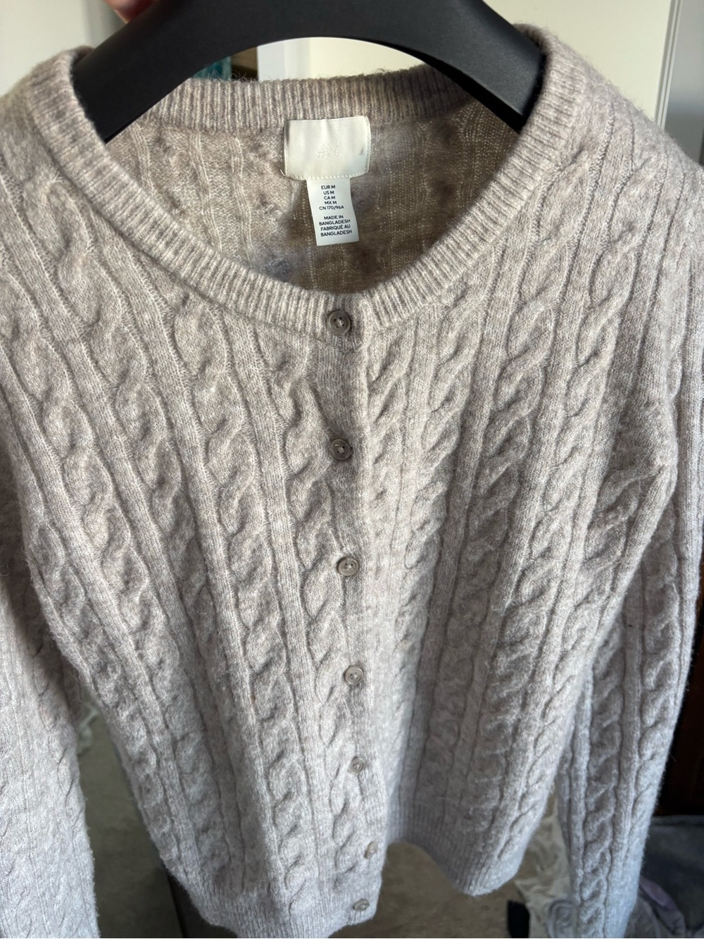 H&M cable knit grey cardigan